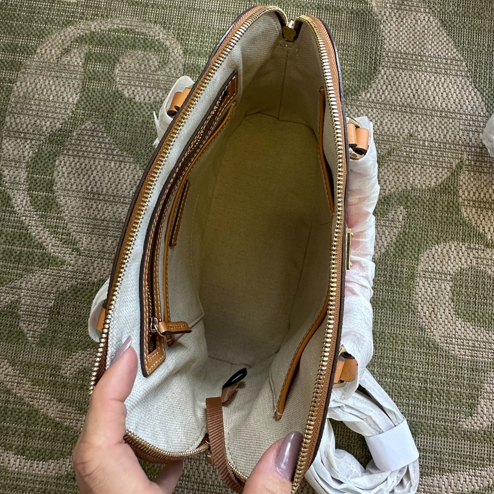 Dooney & Bourke Hydrangea Black Monogram Domed Zip Satchel NWT - Picture 11 of 15